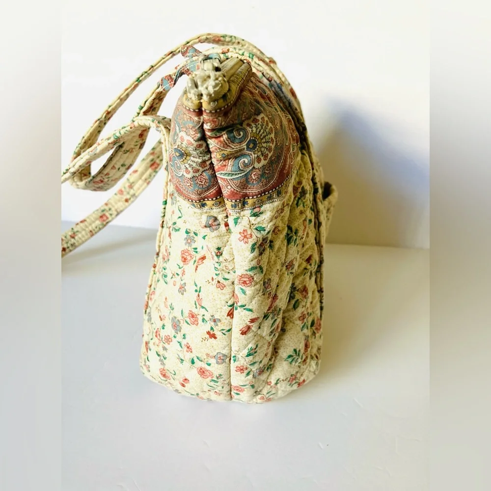 Vintage Vera Bradley Cream Paddy 1985 Indiana Tote Bag & Checkbook Cover Rare! - Picture 4 of 12